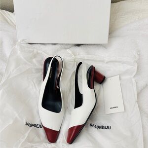 SALONDEJU Two-Tone Slingback leather Pumps / new with box